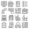 Survey, Feedback and Customer Online Reviews Icons Set. Vector