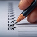 Survey feedback Hand checks paper, concept through checkboxes, questionnaires