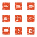 Survey icons set, grunge style