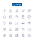 Survey line icons signs set. Design collection of Questionnaire, Poll, Research, Assessment, Data, Study, Analysis