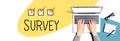 Survey with person using a laptop Royalty Free Stock Photo