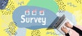 Survey with person using laptop Royalty Free Stock Photo