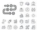 Survey progress line icon. Algorithm sign. Salaryman, gender equality and alert bell. Vector