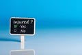 Survey with the question Insured. Insurance concept of car, life insurance, home, travel and healt insurance. Mockup Royalty Free Stock Photo