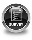 Survey (questionnaire icon) glossy black round button Royalty Free Stock Photo