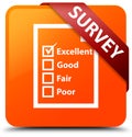 Survey (questionnaire icon) orange square button red ribbon in c