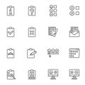 Survey questionnaire line icons set