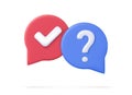 A survey of the reaction of speech bubbles. Cancellation icons, confirmed signs of false rejection or clarification, question. Royalty Free Stock Photo