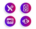 Survey results, Thumb down and Food icons set. Currency exchange sign. Best answer, Decline file, Cutlery. Vector