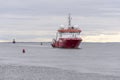 Survey vessel Fugro Discovery crossing New Bedford outer harbor