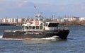 Survey Vessel MORITZ passing Kill Van Kull strait westward on background of Bayonne, NJ