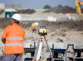 Surveying equipment at construction site Royalty Free Stock Photo