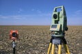 Surveying Equipment in the field Royalty Free Stock Photo