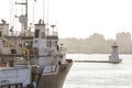 Surveying ship Gerry Bordelon passing Palmer Island Light Station