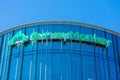 SurveyMonkey sign atop of modern headquarters of online survey development cloud-based software as a service company campus in