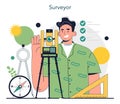 Surveyor concept. Land surveying technology, geodetic work.