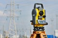 Surveyor equipment at construction site Royalty Free Stock Photo