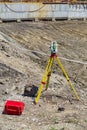 Surveyor equipment total station outdoors Royalty Free Stock Photo