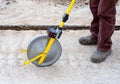 Surveyor with measuring wheel (odometer) Royalty Free Stock Photo