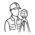 Surveyor with Theodolite Equipment Vector for Construction and Engineering Design Royalty Free Stock Photo