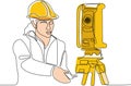 Surveyor with a tripod icon. Geodesic tripod.