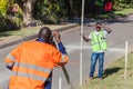 Surveyor Tripod Lens Teamwork Royalty Free Stock Photo