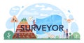 Surveyor typographic header. Land surveying technology, geodesy science