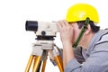 Surveyor worker making measurement and isolated