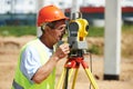 Surveyor worker with theodolite Royalty Free Stock Photo