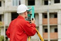 Surveyor works with theodolite