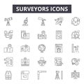 Surveyors line icons, signs, vector set, linear concept, outline illustration