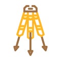 surveyors tripod civil engineer color icon vector illustration