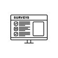 Black line icon for Surveys, feedback and poll