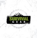 Survival Gear Extreme Outdoor Adventure Creative Design Element Concept On Rough Stained Background