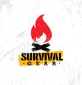 Survival Gear Extreme Outdoor Adventure Creative Design Element Concept On Rough Stained Background