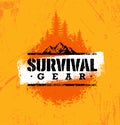 Survival Gear Extreme Outdoor Adventure Creative Design Element Concept On Rough Stained Background Royalty Free Stock Photo
