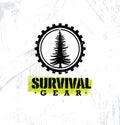 Survival Gear Extreme Outdoor Adventure Creative Design Element Concept On Rough Stained Background