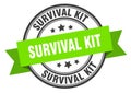 survival kit label sign. round stamp. band. ribbon Royalty Free Stock Photo