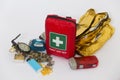 Mountain basic survival kit Royalty Free Stock Photo