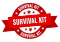 survival kit round ribbon isolated label. survival kit sign. Royalty Free Stock Photo