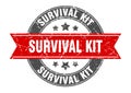 survival kit round stamp with ribbon. label sign Royalty Free Stock Photo