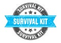 survival kit round stamp with ribbon. label sign Royalty Free Stock Photo