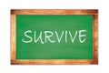 SURVIVE text written on green school board