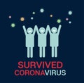 Survived Coronavirus Cartoon nCoV 19 Vector Poster. COVID-19