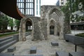 A surviving fragment of the original 3rd century Roman Wall in Cooper`s Row near Tower Hill tube station. Royalty Free Stock Photo