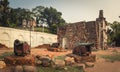 Surviving gate of the A Famosa fort in Malacca, Malaysia. Panorama Royalty Free Stock Photo
