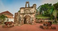 Surviving gate of the A Famosa fort in Malacca, Malaysia. Panorama Royalty Free Stock Photo