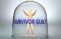 Survivor guilt can separate a person from the world and lock in an isolation that limits - pictured as a human figure locked