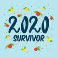 2020 survivor new year banner with festive decorations in flat style