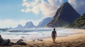 Man On Beach: Unreal Engine 5 Movie Still With Stunning Tropical Landscapes